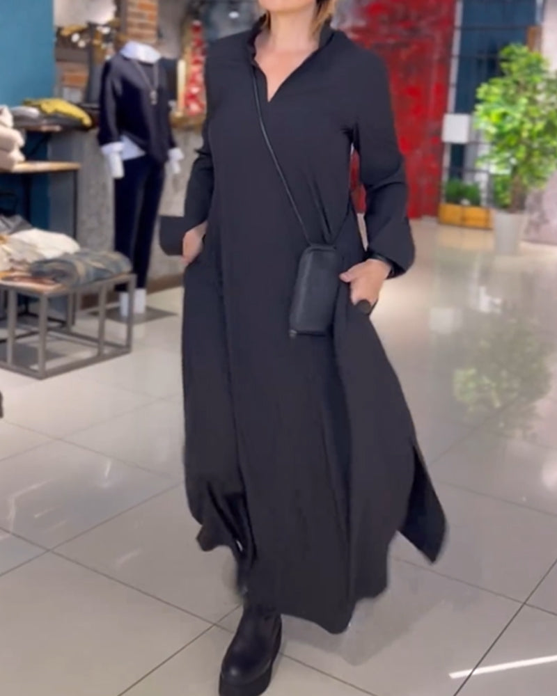 Evia™ | Długa, luźna sukienka z rozcięciem