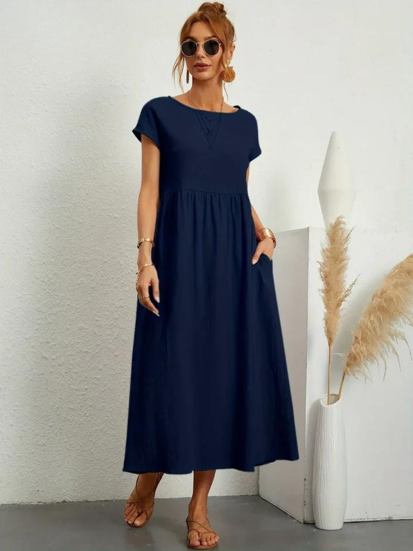 Ruby™ | Elegancka Sukienka z Bawełny i Lnu