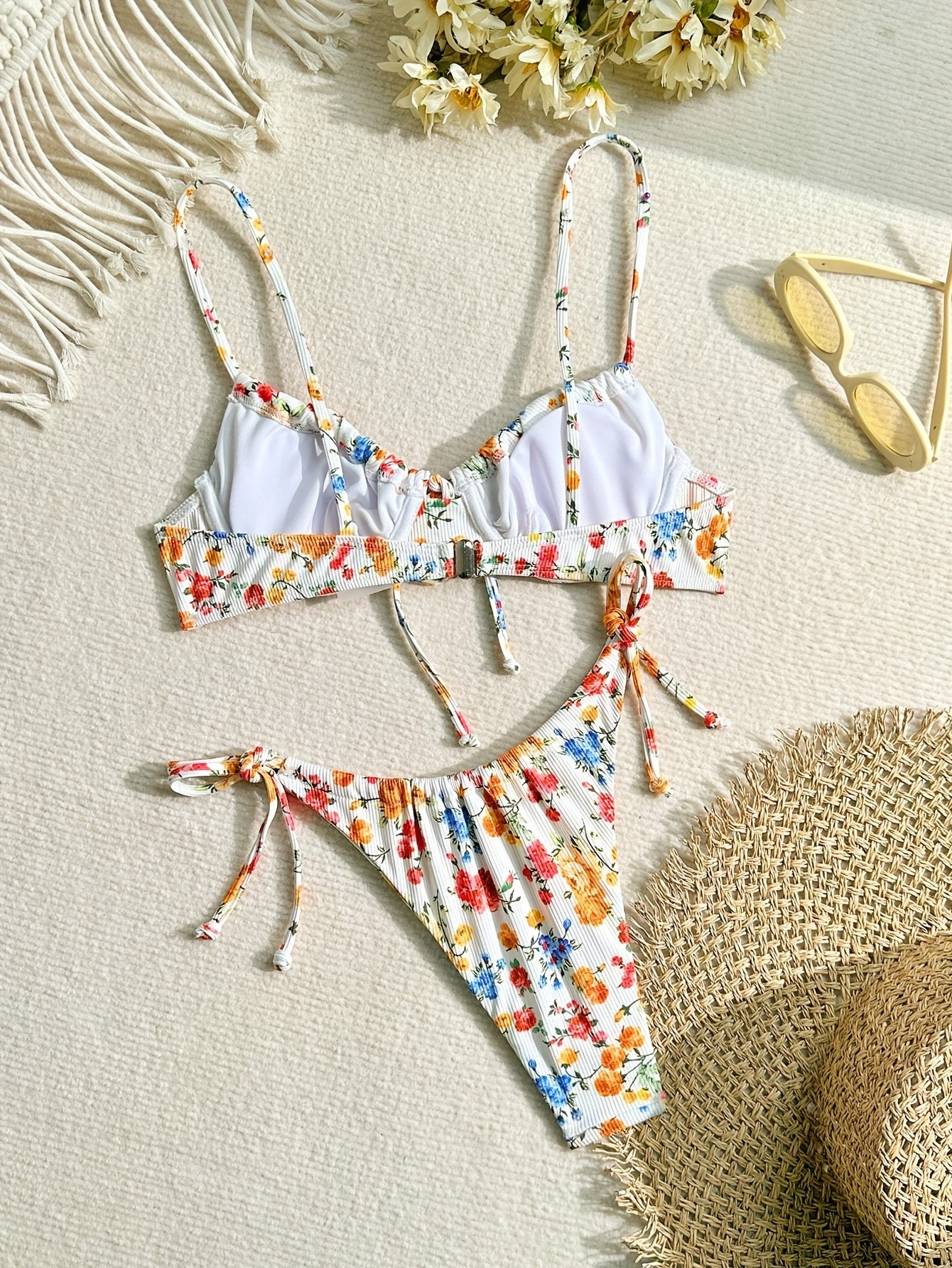 Kalina | Kwiatowy Bikini Z Wiązaniami