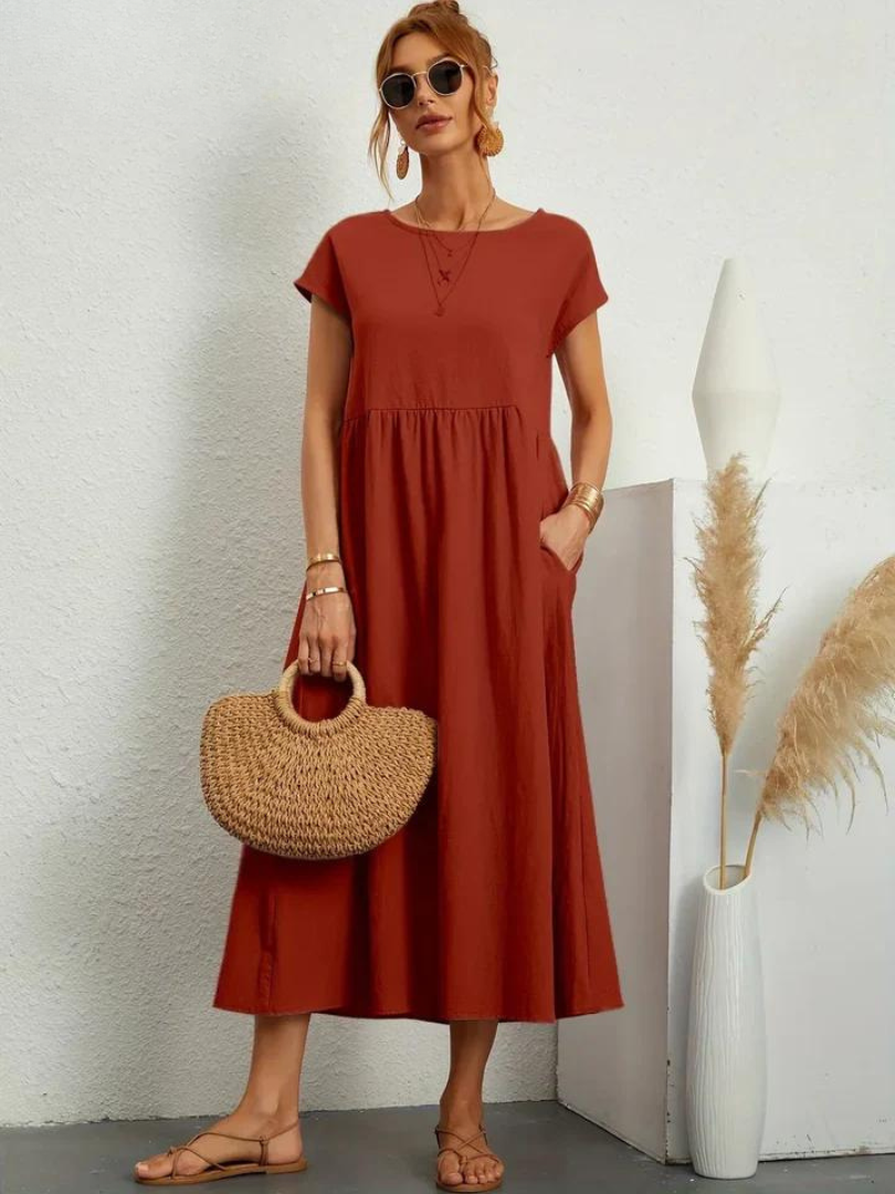 Ruby™ | Elegancka Sukienka z Bawełny i Lnu