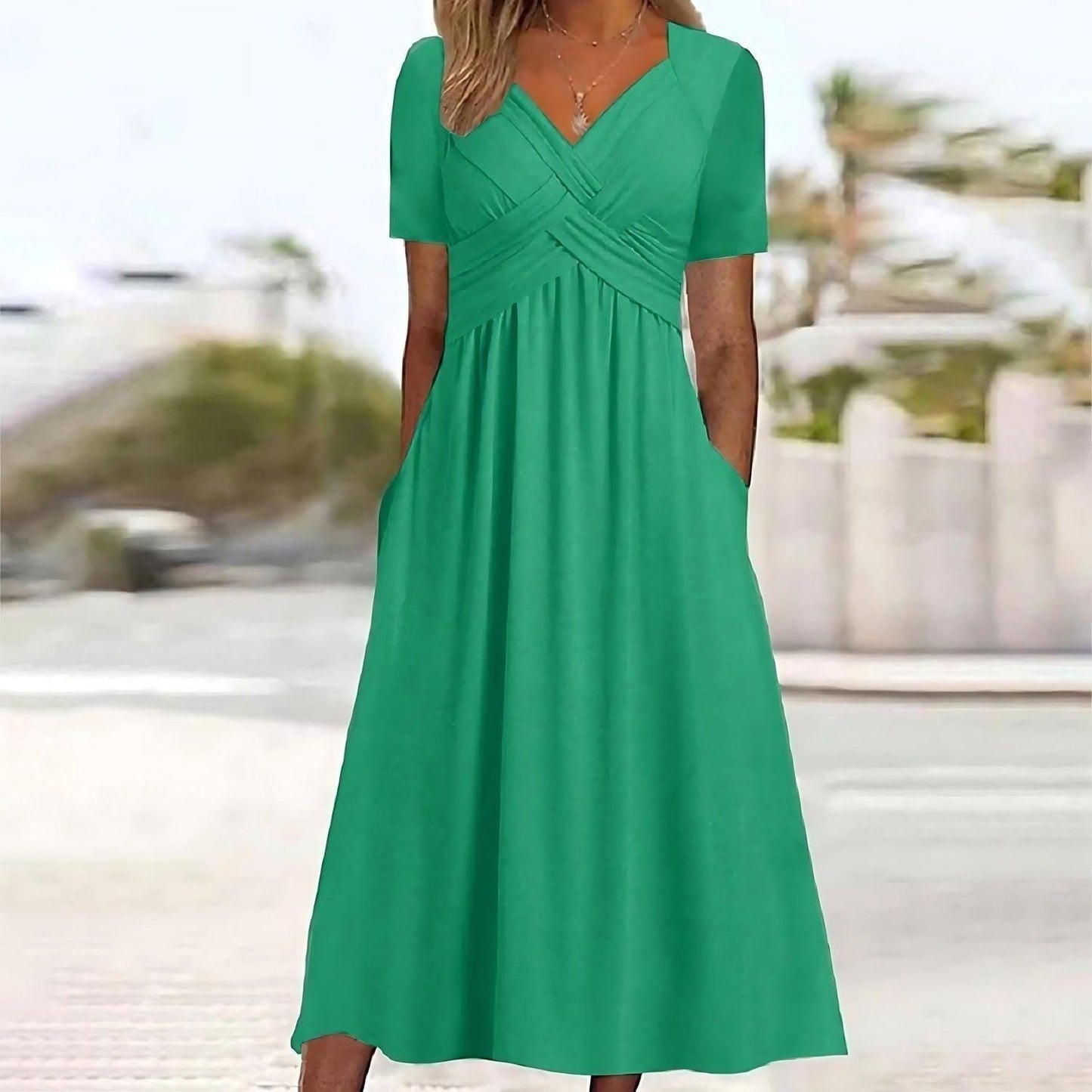 JAMAICA™ | ELEGANCKA SUKIENKA MIDI Z ZASŁONĄ BRZUCHA