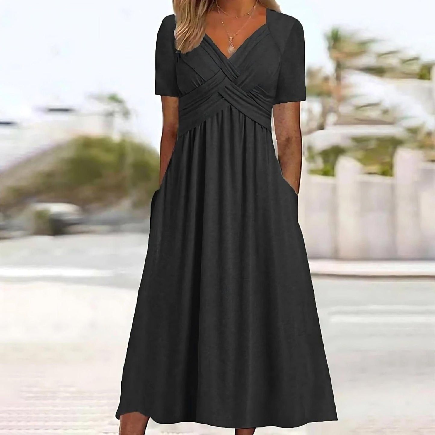 JAMAICA™ | ELEGANCKA SUKIENKA MIDI Z ZASŁONĄ BRZUCHA