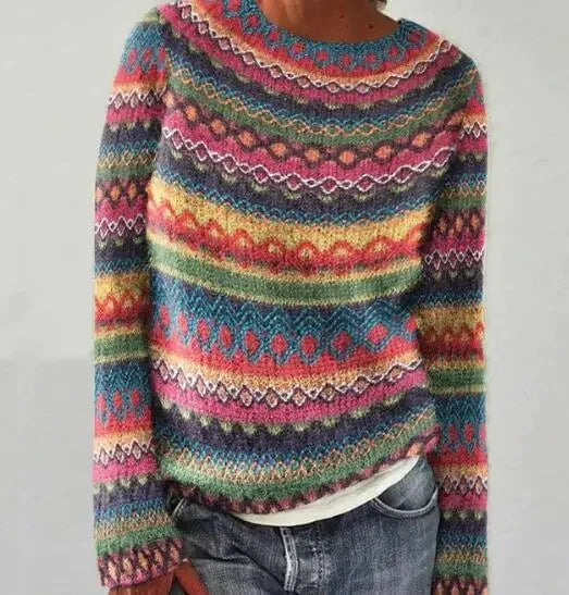 Mioza - Sweter retro robiony na drutach