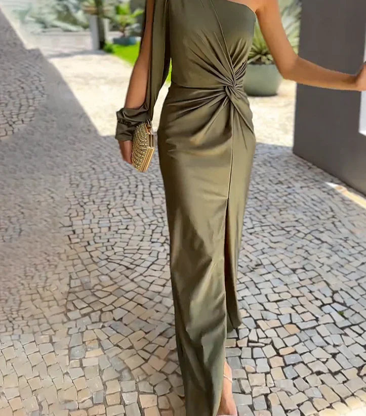Alisa - Elegancka długa sukienka na jedno ramię dla kobiet