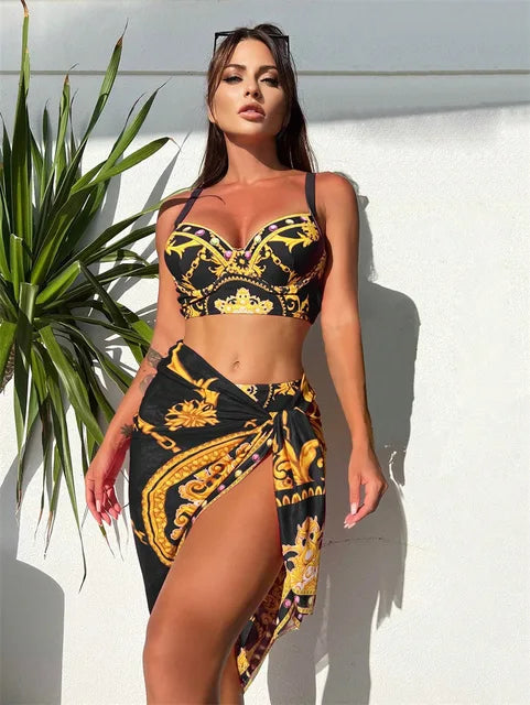 Esme™ - Bikini Bohemiczne Push-Up z Pasującym Pareo