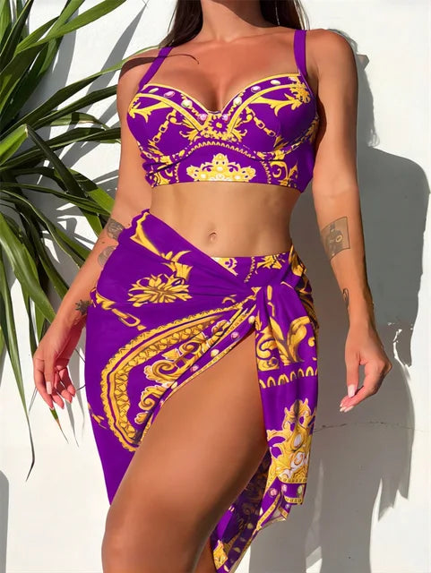 Esme™ - Bikini Bohemiczne Push-Up z Pasującym Pareo