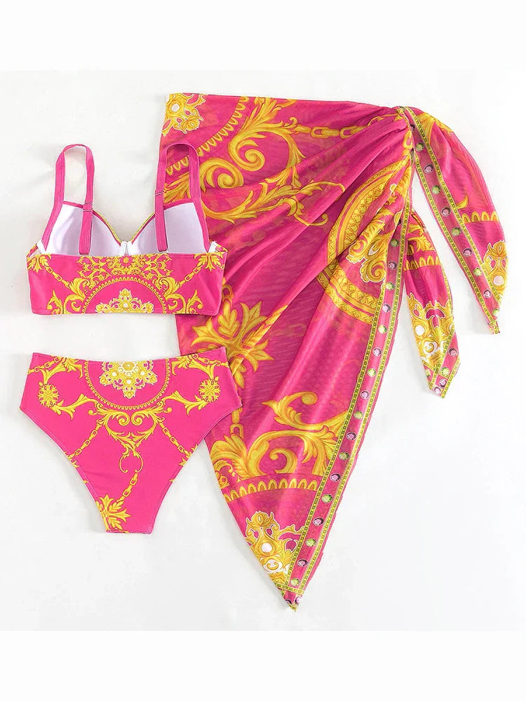 Esme™ - Bikini Bohemiczne Push-Up z Pasującym Pareo
