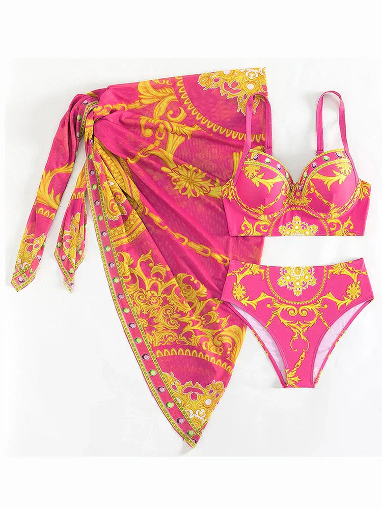 Esme™ - Bikini Bohemiczne Push-Up z Pasującym Pareo