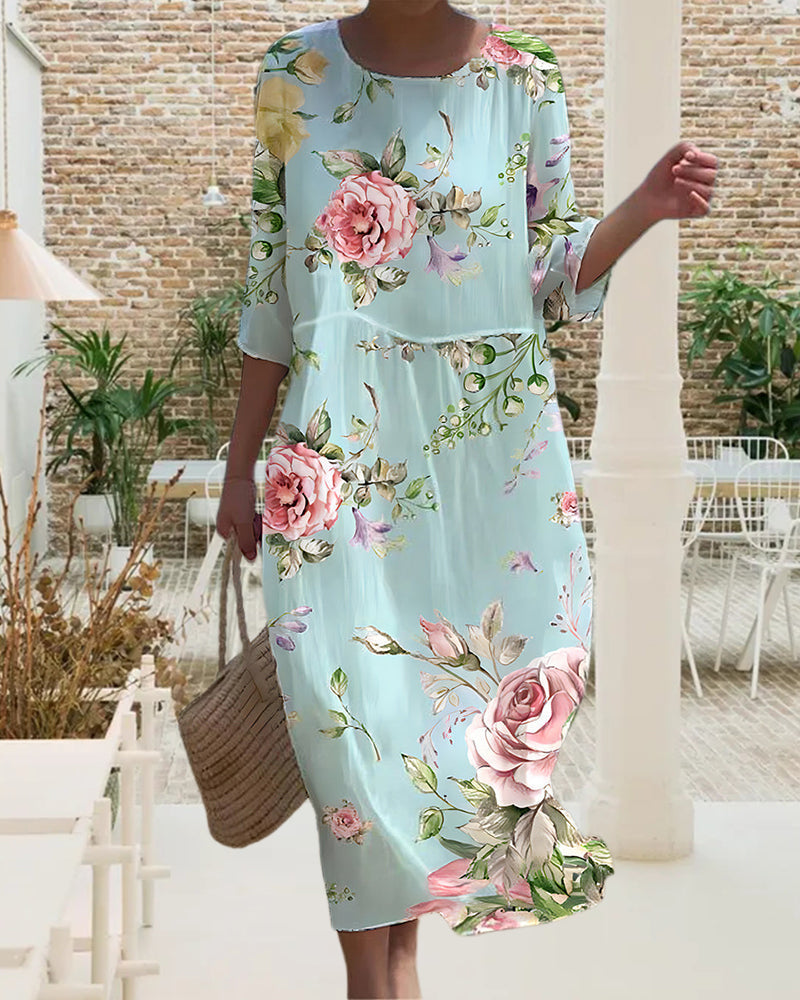 Orla | Elegancka Sukienka Kwiatowa Zakrywająca Brzuch