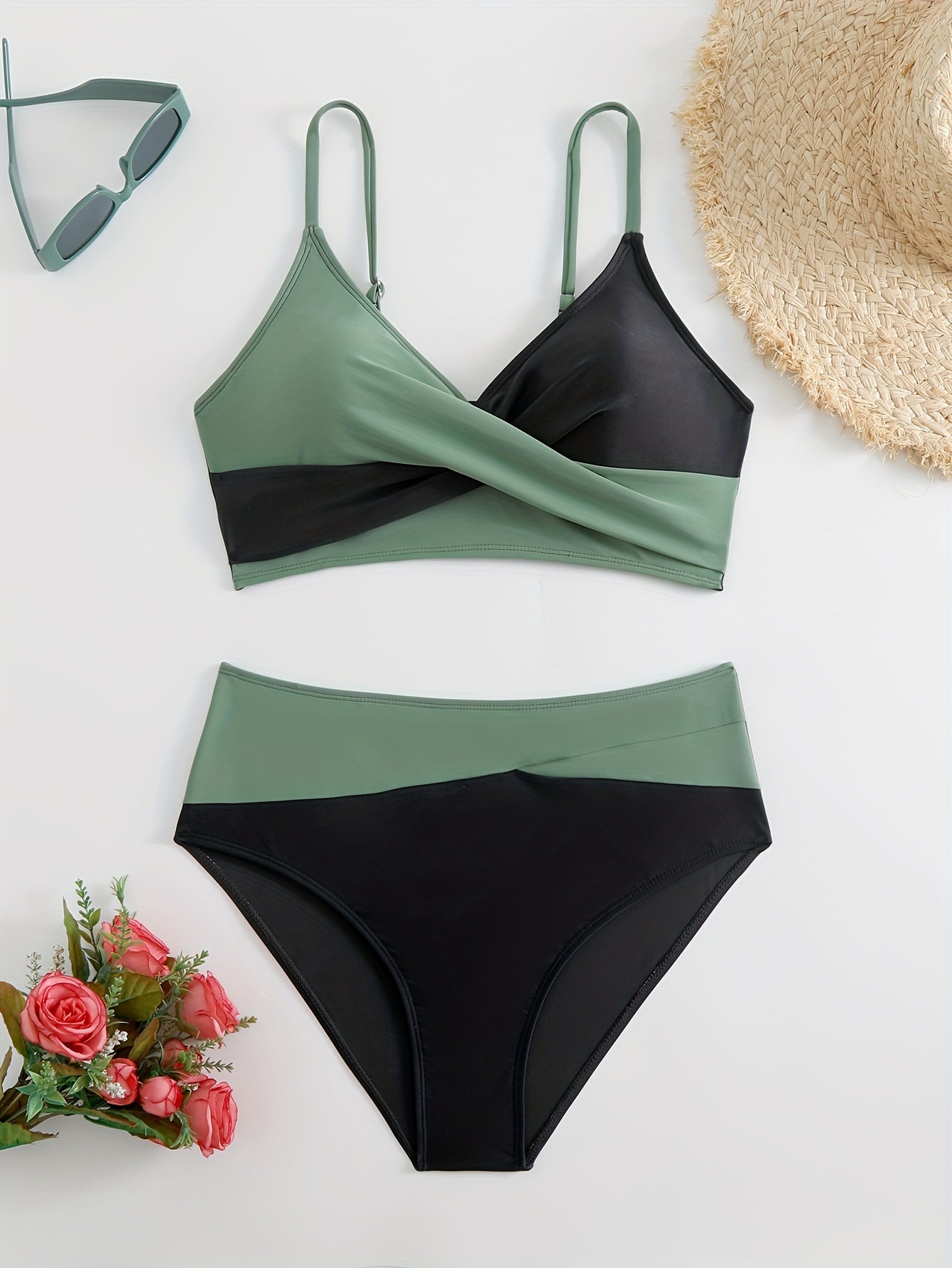 Marzena | Dwukolorowy Bikini Z Wysokim Stanem