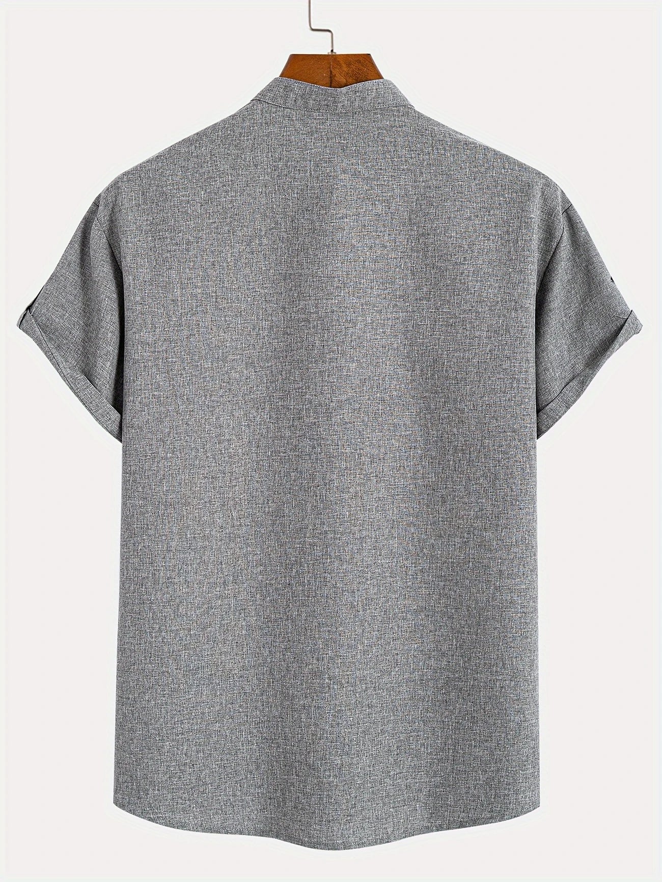 Elliott™ | Elegancka Koszula Krótki Rękaw z Stojącym Kołnierzem