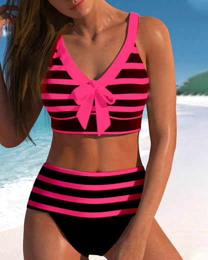 Roksana - Pasiaste bikini z wysokim stanem