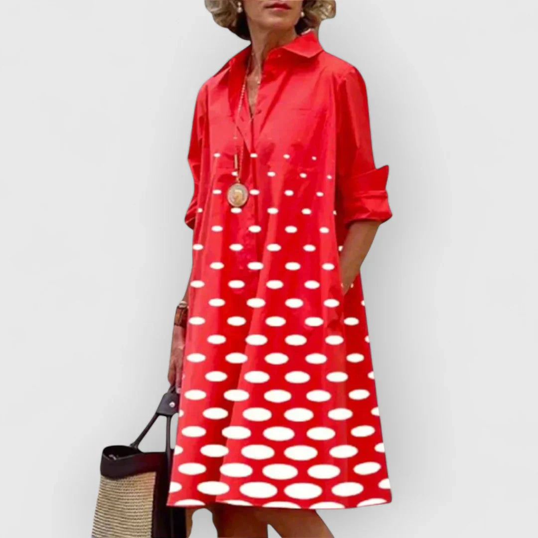 Adelia | Elegancka midi sukienka w kropki