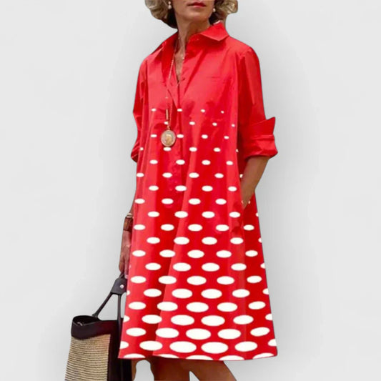 Adelia | Elegancka midi sukienka w kropki