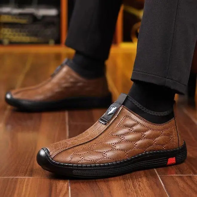[39-44]Modne męskie buty w stylu brytyjskim wsuwane oraz aksamitne, pogrubione skórzane buty