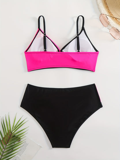 Marzena | Dwukolorowy Bikini Z Wysokim Stanem