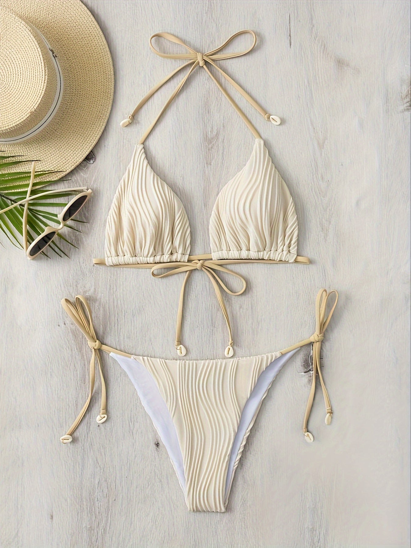 Liwia | Marszczony Bikini Z Muszelkami