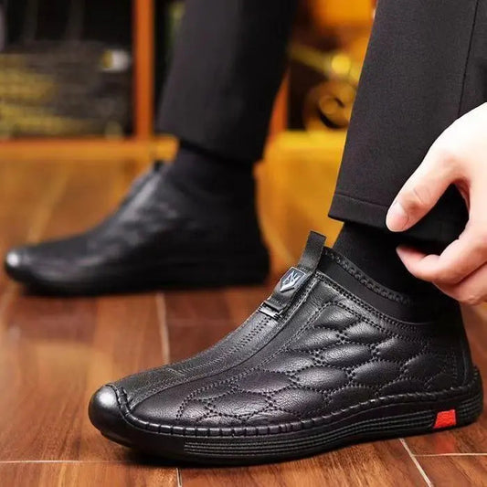 [39-44]Modne męskie buty w stylu brytyjskim wsuwane oraz aksamitne, pogrubione skórzane buty