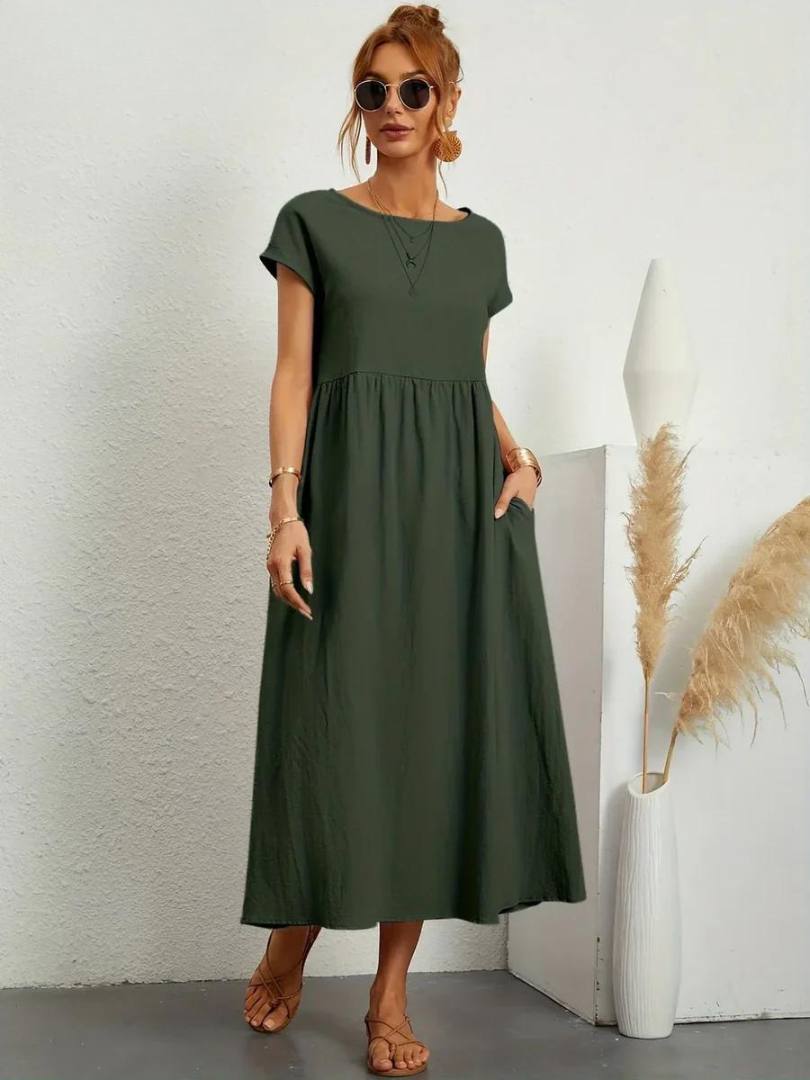 Ruby™ | Elegancka Sukienka z Bawełny i Lnu