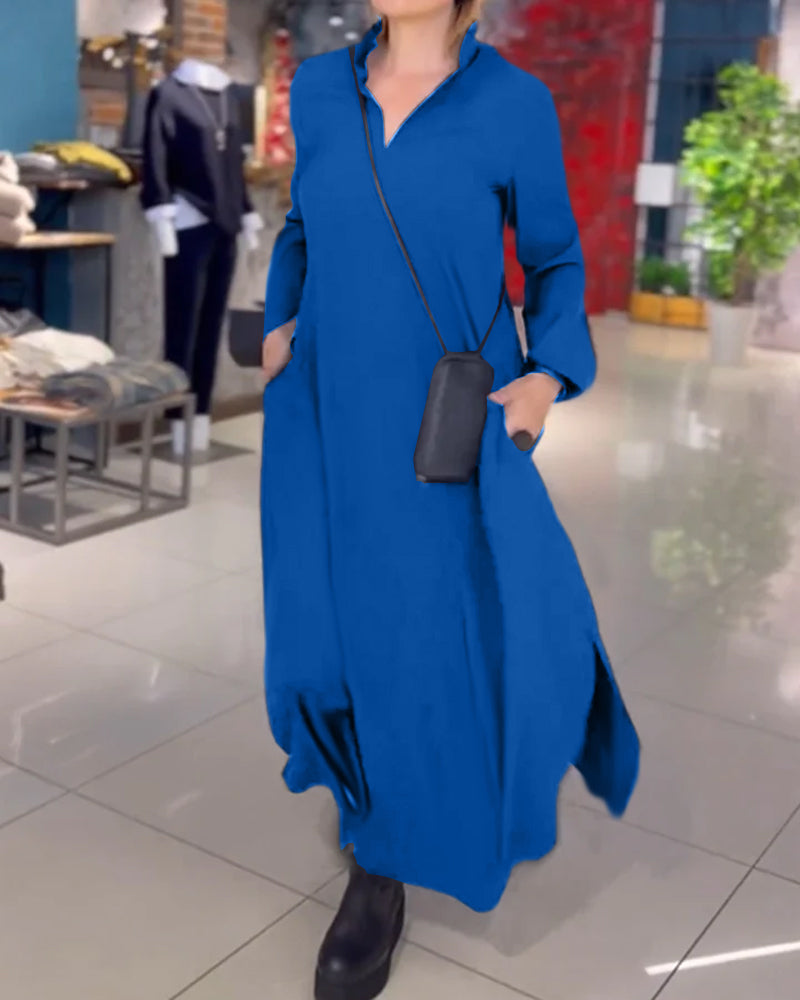 Evia™ | Długa, luźna sukienka z rozcięciem