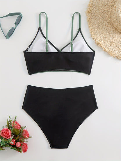 Marzena | Dwukolorowy Bikini Z Wysokim Stanem