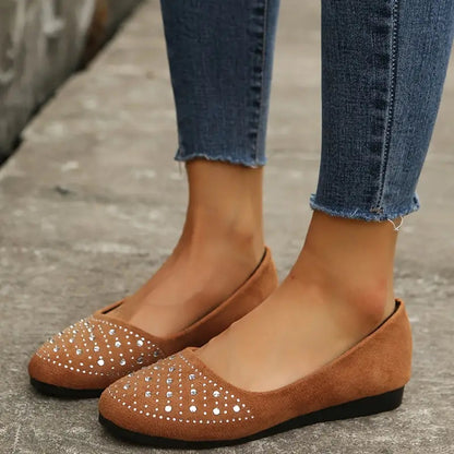 Ostatni dzień 49% zniżki – damskie buty na płaskim obcasie ze strasami