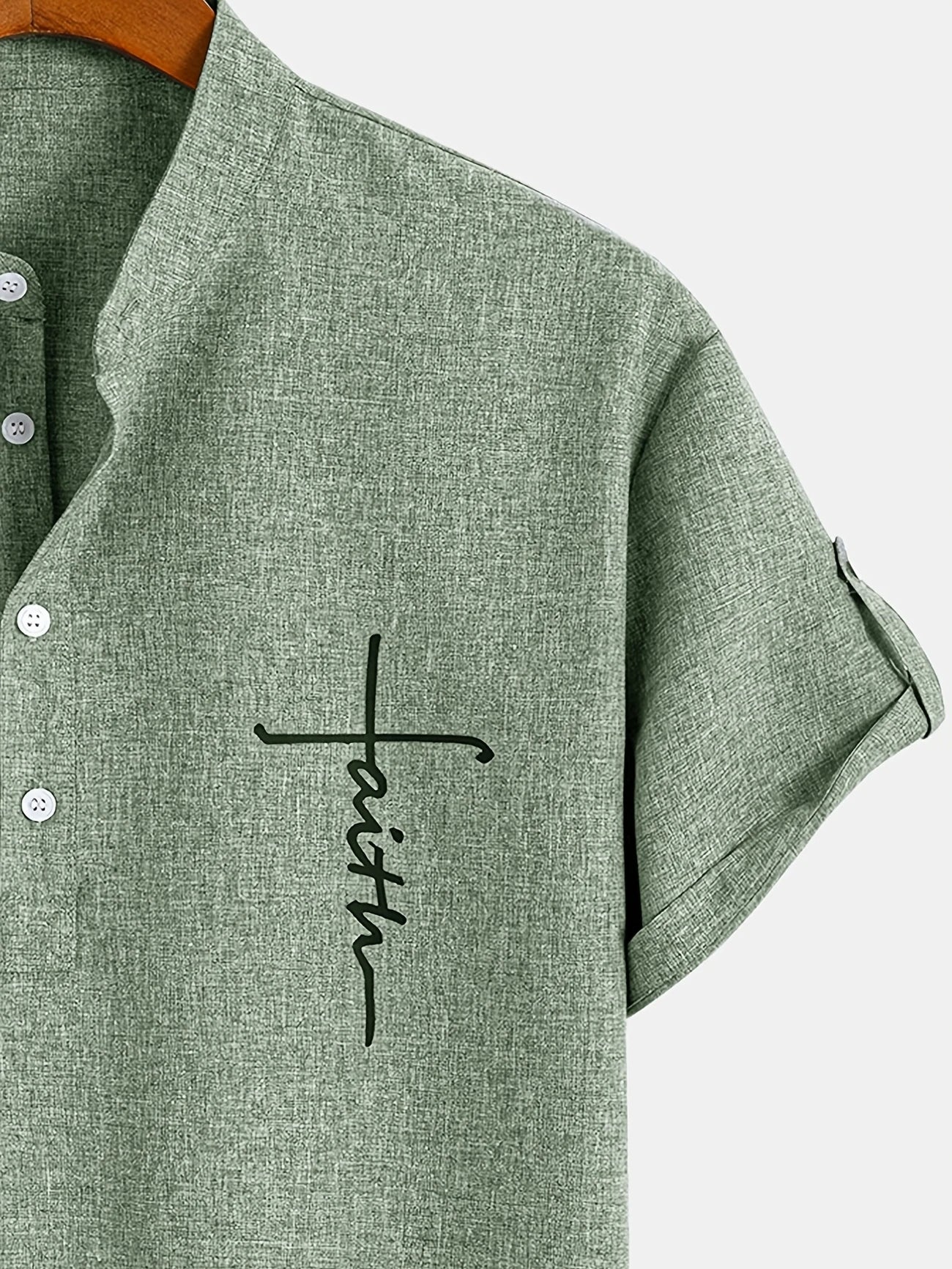Elliott™ | Elegancka Koszula Krótki Rękaw z Stojącym Kołnierzem