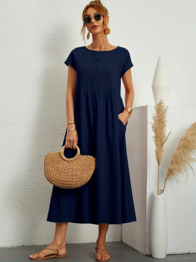 Ruby™ | Elegancka Sukienka z Bawełny i Lnu