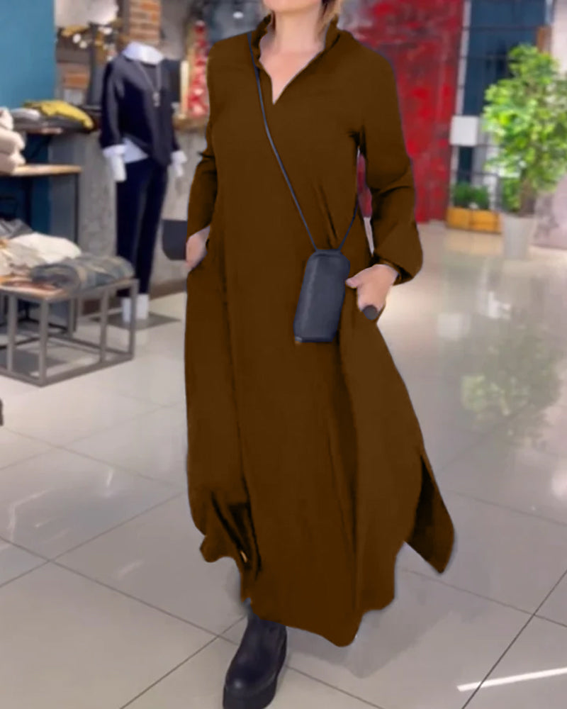 Evia™ | Długa, luźna sukienka z rozcięciem