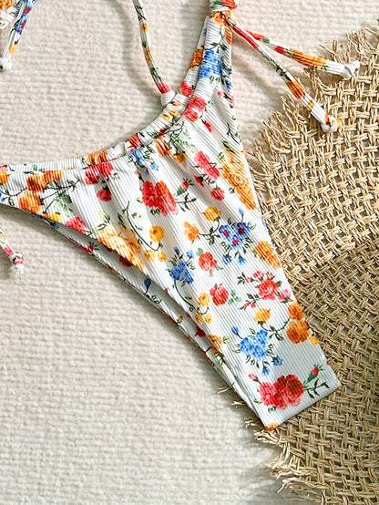 Kalina | Kwiatowy Bikini Z Wiązaniami