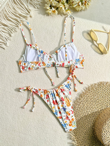 Kalina | Kwiatowy Bikini Z Wiązaniami