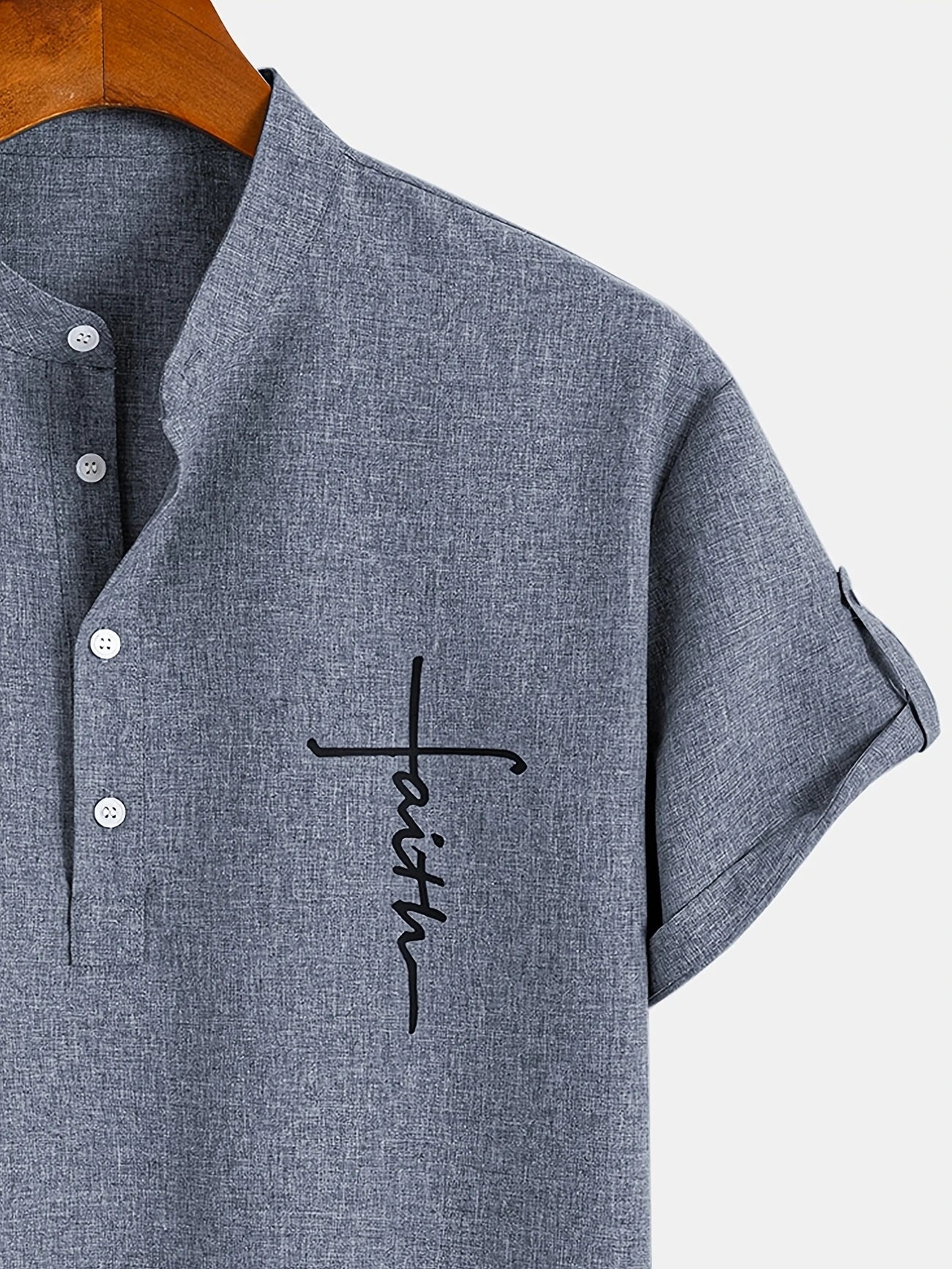 Elliott™ | Elegancka Koszula Krótki Rękaw z Stojącym Kołnierzem