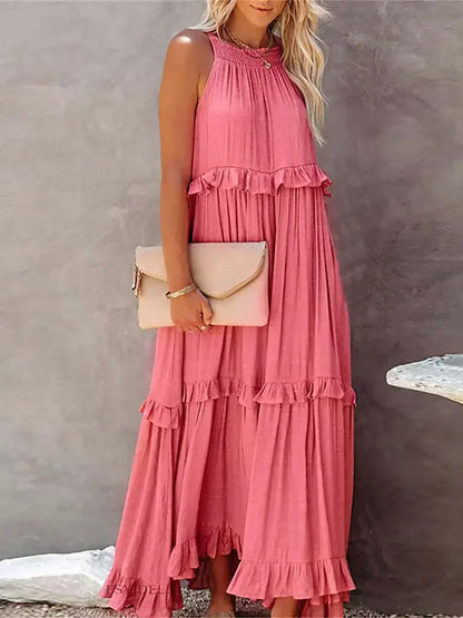 Sarah | Sukienka Maxi Halter z Falbanami (Prawie wyprzedana)