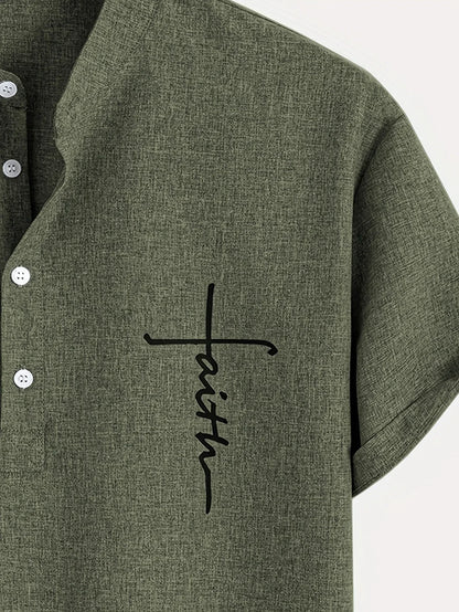 Elliott™ | Elegancka Koszula Krótki Rękaw z Stojącym Kołnierzem