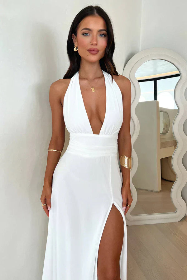 Jade | Elegancka sukienka z odkrytymi plecami i głębokim dekoltem
