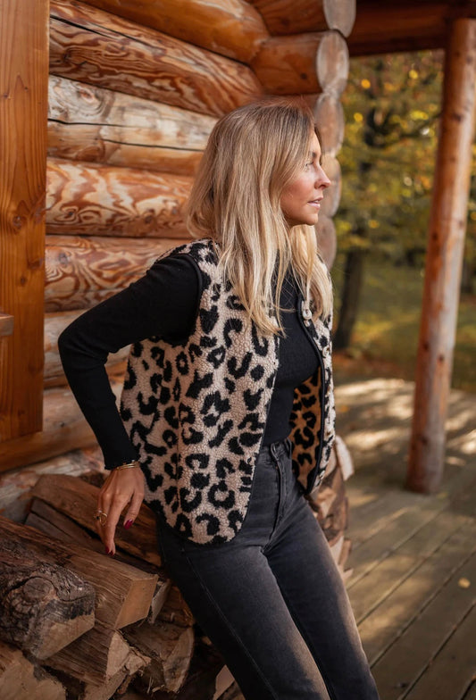 ASTRID™ | Kamizelka dzianinowa w panterkę