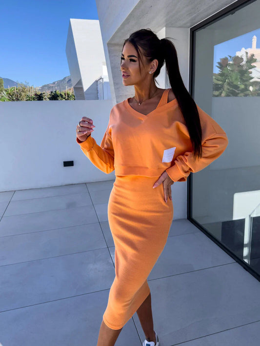 Laurine – Zestaw Casual Sukienka & Bluza