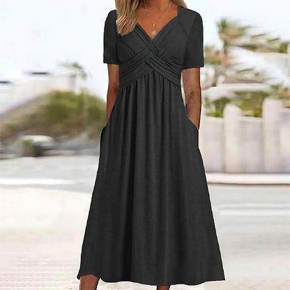 JAMAICA™ | ELEGANCKA SUKIENKA MIDI Z ZASŁONĄ BRZUCHA