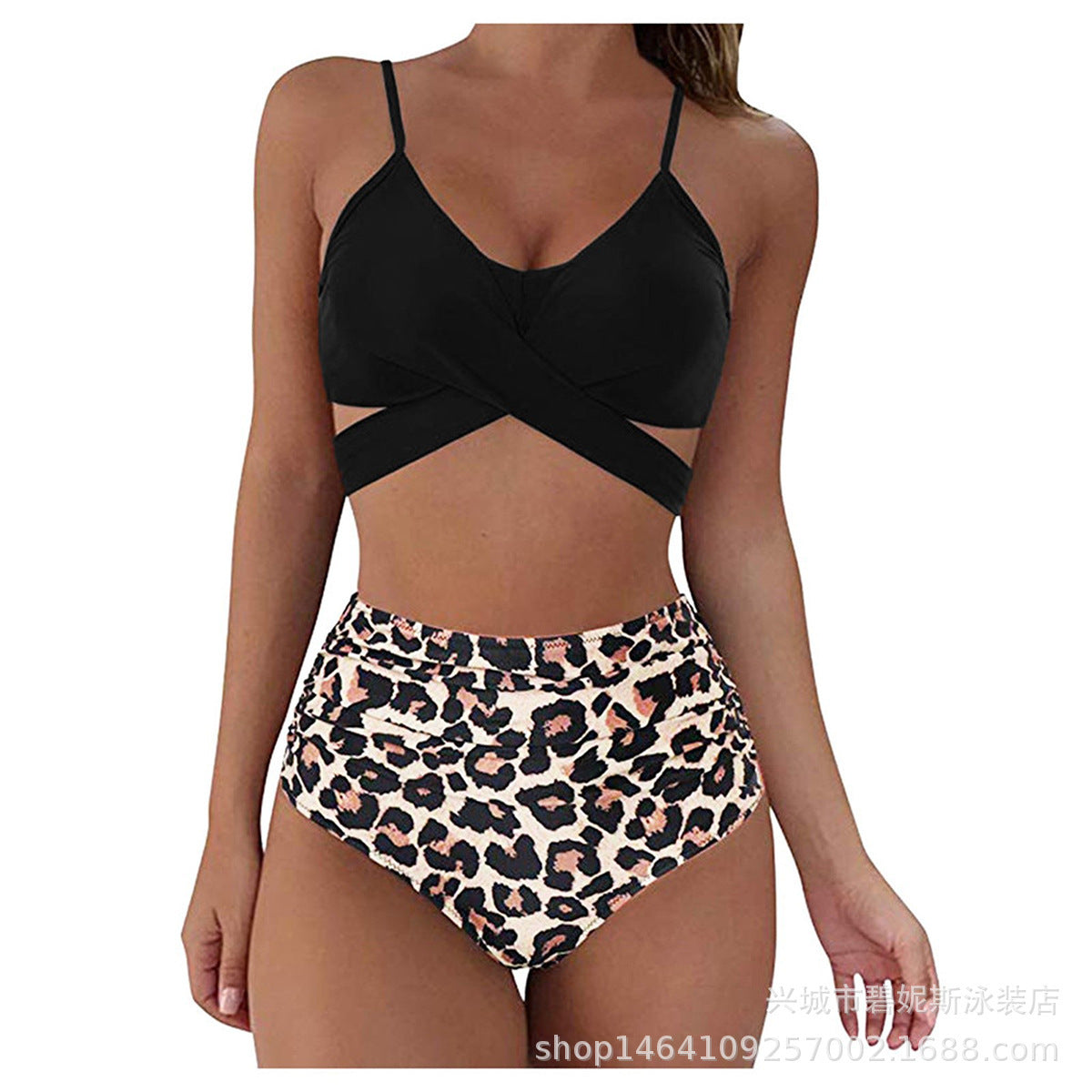 Ophelia™ - Bikini Modelujące z Wysokim Stanem w Wzory i Krzyżowym Kroju