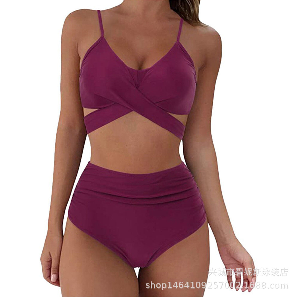 Ophelia™ - Bikini Modelujące z Wysokim Stanem w Wzory i Krzyżowym Kroju