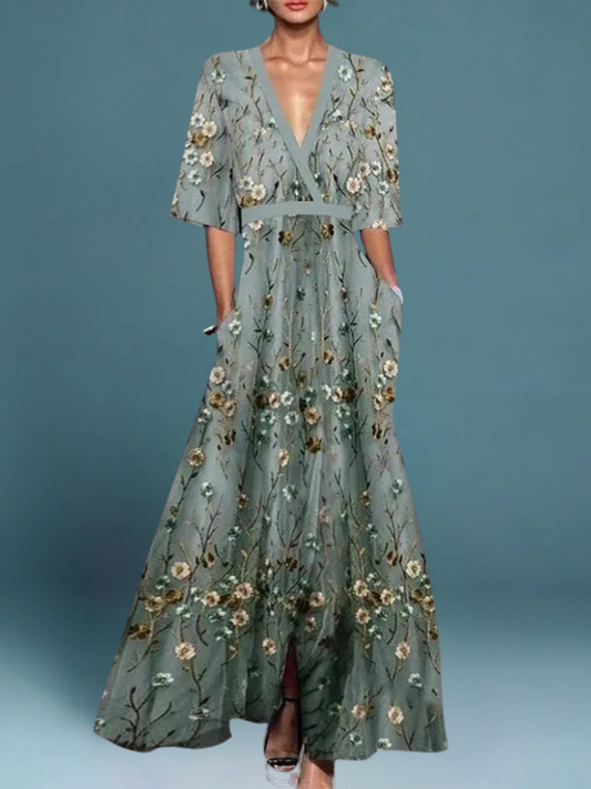 Océane – Elegancka Sukienka Maxi w Kwiaty