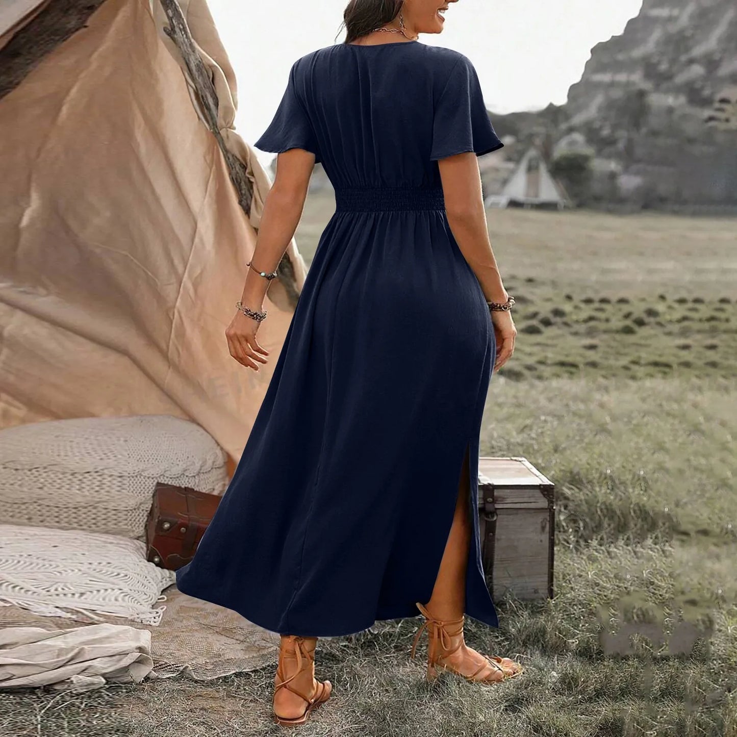 ALANA | Elegancka Maxi Sukienka z Pokryciem na Brzuch