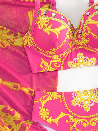 Esme™ - Bikini Bohemiczne Push-Up z Pasującym Pareo