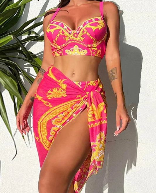 Esme™ - Bikini Bohemiczne Push-Up z Pasującym Pareo