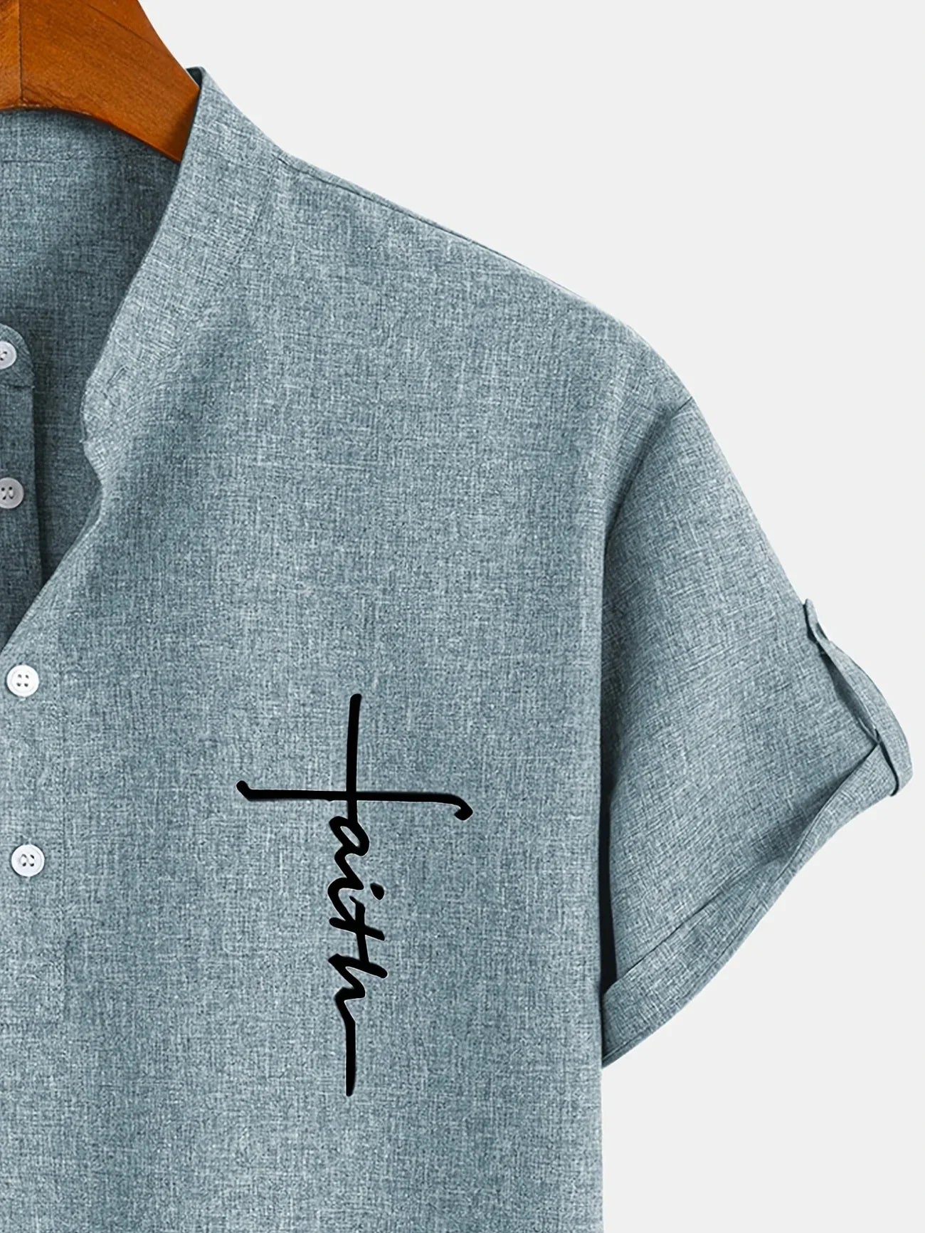 Elliott™ | Elegancka Koszula Krótki Rękaw z Stojącym Kołnierzem