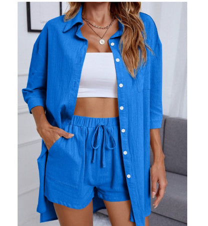 Monika™ | Krótki rękaw Koszula Krótkie Spodenki Casual Suit