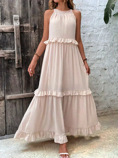 Sarah | Sukienka Maxi Halter z Falbanami (Prawie wyprzedana)