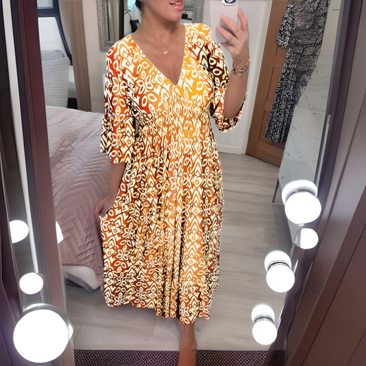 Victoria™ - Sukienka Boho z Wzorem