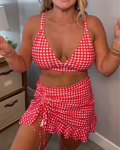Estelle | Zestaw bikini na ramiączkach w kratkę