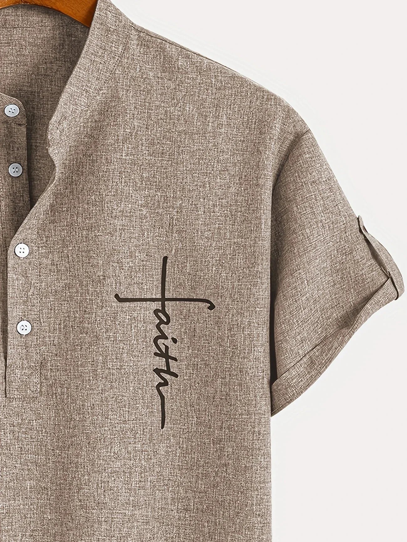 Elliott™ | Elegancka Koszula Krótki Rękaw z Stojącym Kołnierzem